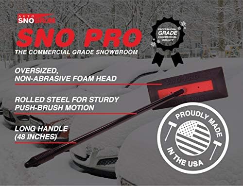SNOBRUM SNO Pro, 48 Inch Handle - Professional Grade Vehicle Snow Broom and Snow Remover for Cars and Trucks - Made in The USA, Push-Broom Design - Non-Scratch Automotive Snow Removal - 6 Pack