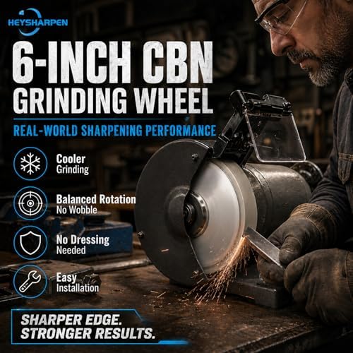 6 Inch CBN Grinding Wheel for Bench Grinder, 1/2" Arbor, 1" Wide, 1000 Grit