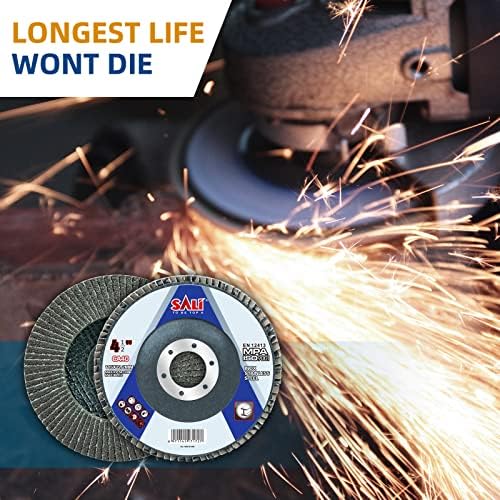 Sali 100 Pack Flap Disc 40 Grit 4.5" x 7/8-Inch Sanding Disc Bevel Type #29 Premium and Industrial Grade Angle Grinder Grinding Wheel High Performance Edge Grinding