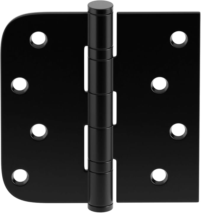 goldenwarm 6 Pack 4'' Matte Black Door Hinges – Ball Bearing 304 Stainless Steel Hinges for Exterior Doors, Square & Round Corners