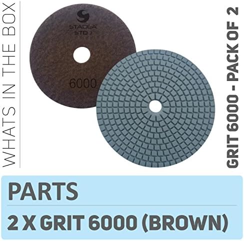 PPW128D Diamond Polishing Pads 4 Inch - For Concrete Terrazzo Marble Granite Countertop Floor Edge Wet Polishing, Grit 6000 - Pack of 2