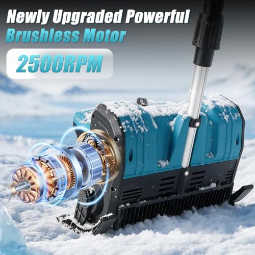 Brushless Cordless Snow Shovel Fit for Makita 21V Battery, 12 Inch Power Snow Blower Bare Tool with 12" Detachable Sled Wheels, Dual 45° Directional Vanes for Driveway,Steps, Patio, Sidewalk