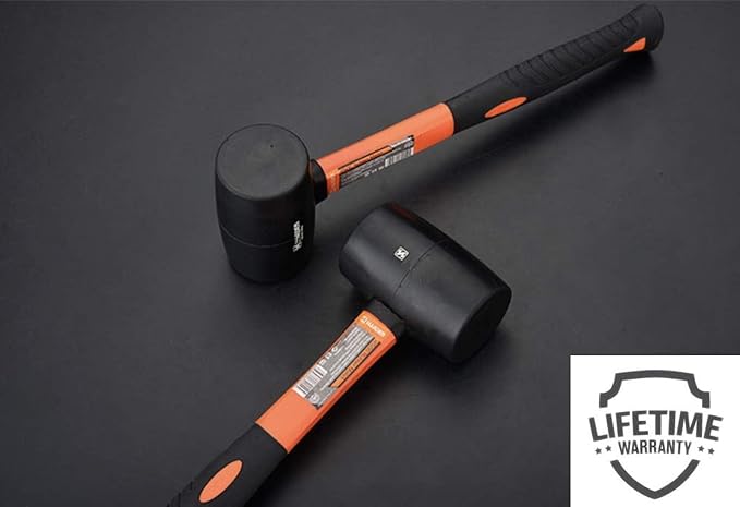 Edward Tools Rubber Mallet Hammer 16 oz - Durable Eco-friendly Rubber Hammer Head for Camping, Flooring, Tent Stakes, Woodworking, Soft Blow Tasks without Damage - Ergonomic Grip Handle (2)