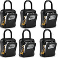 6 PCS L Large Key Lock Box, 4.5”x3.7”x1.5” Waterproof Kirsite | Combination Lockbox for Keys Outdoor, Portable Key Lock Box Wall Mount with Code (L Size, Black)