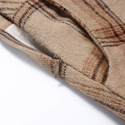 IDEALSANXUN Womens Plaid Wool Skirts Elastic Waist A-Line Pleated Tartan Long Skirts