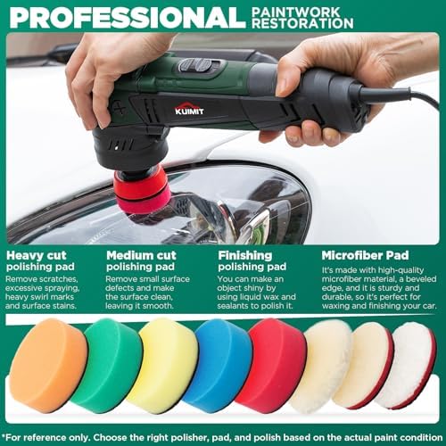 1"/2"/3" Buffer Rotary Polisher Kit | 780W High-Power Mini Polishing Machine w/ 27-Piece Accessories | M5/8-11 Thread 75mm/100mm/140mm Extension Shafts | for Car, Boat & Metal Detailing, Green