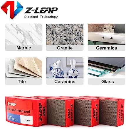 Diamond Polishing Hand Pads Arc Shape Back for Ceramic Porcelain Tile Glass Jade Stone Granite Marble Concrete Grit 200 4Pcs