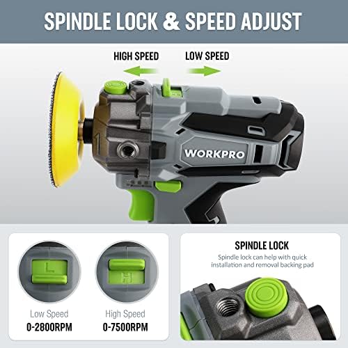 WORKPRO 12V Cordless Mini Polisher Kit, 3" Buffer & Sander
