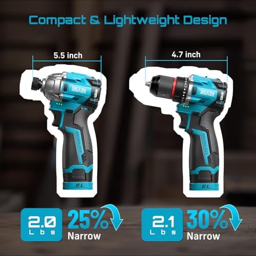 Cordless Drill Impact Driver Brushless Power Tool Combo Kits for Home DIY