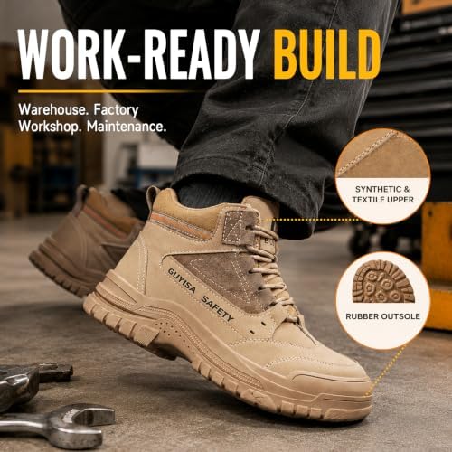 GUSAYEX Steel Toe Boots for Men Puncture Resistant Work Boots