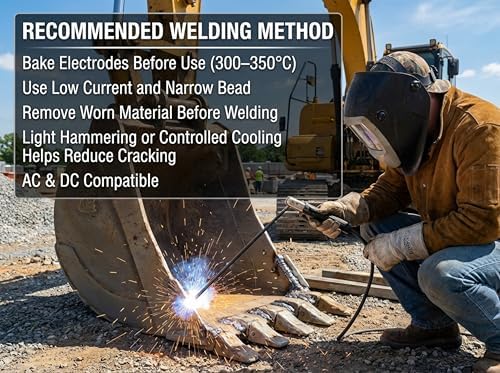 SÜA - EFeMn-A Hardfacing Welding Electrodes D256 - High Manganese Steel Build-Up Rods for Impact Applications & General Repair - 14" x 1/8" (33 LB Pack)