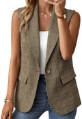 Mina Self Women's Sleeveless Vest Tops Open Front Lightweight Blazer Jacket