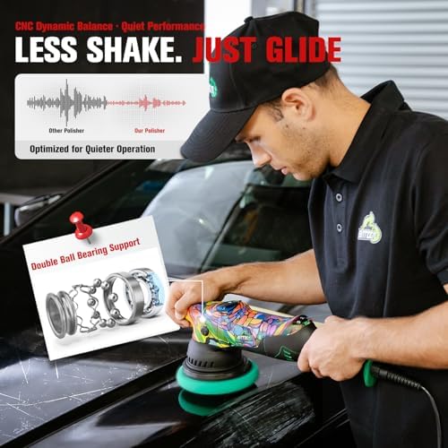 BATOCA P1 Car Buffer Polisher, 1000W High-Torque - 5-Inch 15mm Long-Throw Dual Action Orbital Polisher for Detailing - 6-Speed DA with Anti-Vibration Design & 16.4ft Detachable Cord - Auto, Boat, RV