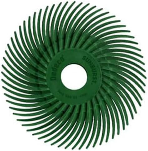Dedeco Sunburst Radial Bristle Discs 12-Pack - 3" Curved - 3/8" Arbor - Dark-Green 50 Grit (Extra-Coarse) - Aluminum Oxide for Polishing & Finishing