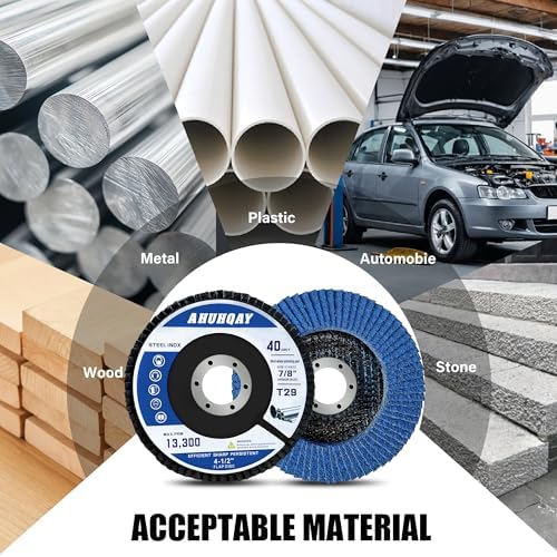 25 Pack 4-1/2 Inch Flap Discs for Angle Grinder, T29 Zirconia Alumina Grinding Wheels 40/60/80/120 Grit, Heavy Duty Sanding Discs for Metal, Stainless Steel, Weld Blending, Rust Removal, Finishing