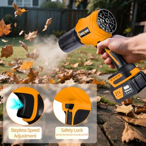 Leaf Blower Cordless Handheld Blower 2x4.0Ah Batteries & Charger,Orange