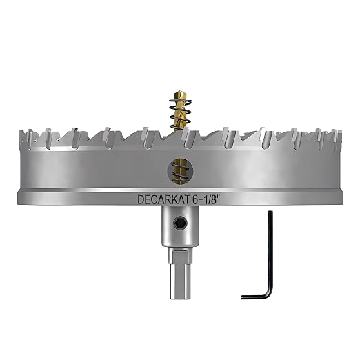 6-1/8" TCT Hole Saws for Hard Metal, Heavy Duty 156mm Tungsten Carbide Tipped Hole Cutters Set with Spring-Loaded Pilot Drill Bits for Stainless Steel, Metal, Iron, and Plastic.