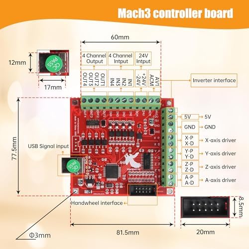 4 Axis Nema23 Stepper Motor Driver USB Mach3 CNC Router Controller Kit 36V