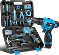 JENABOM 146-Piece Home Tool Set with 12V Blue Cordless Drill