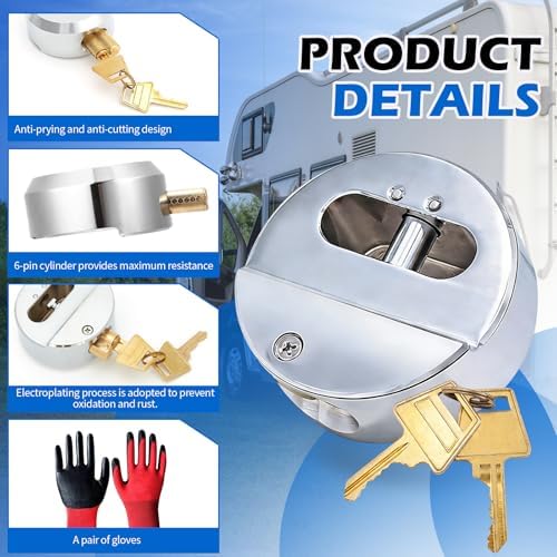 Trailer Lock 3 Pack Keyed, Trailer Door Puck Lock with Work Gloves, 6061 Aluminum Hidden Shackle Hockey Puck Locks for Enclosed Trailers, Trucks, Vans, Sheds, Gates, w/6 Keys