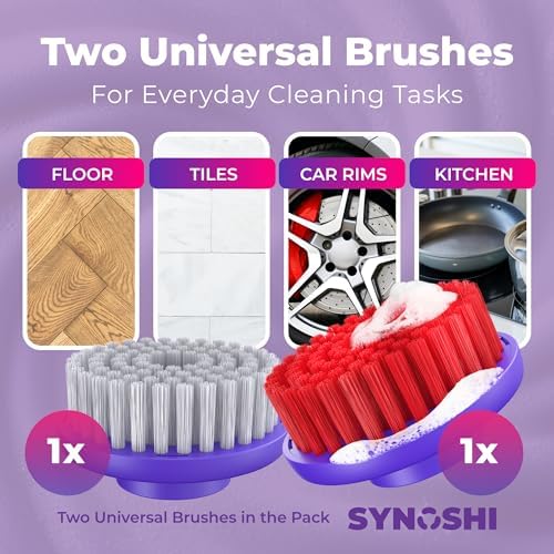 Synoshi PRO Electric Spin Scrubber with Magic Sponge, Cone Round and Steel Brushes
