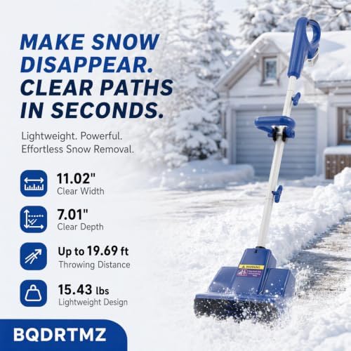 11 Inch Cordless Snow Shovel 24V Electric Snow Blower Portable Snow Shovel with 20ft Throwing Distance & Removable Battery Pro Snow Blower for Driveway, Steps, Patio, Sidewalk