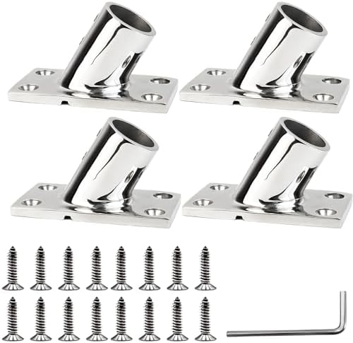 YANYUCB Boat Hand Rail Fitting,316 Stainless Steel Rectangular 60/90 Degree Boat Hand Rail Base(1 inch,1-1/4inch,7/8 inch,1-3/16 inch) with L Shape Hex Key and Screws