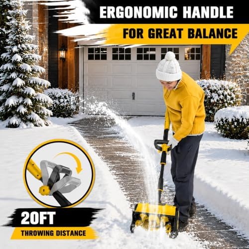 13 Inch Cordless Snow Shovel, Compatible with 20V DeWalt Battery, Electric Brushless Snow Shovel with Directional Plate, for Pathway, Patio, Deck, Driveway, Yellow(Tool Only)