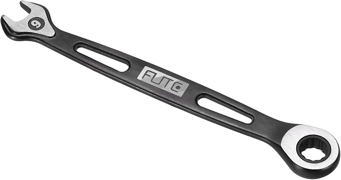 HARFINGTON Ratcheting Combination Wrench 9mm Stubby Wrench Metric High Carbon Steel Double 12-Point Box Open-Ended Ratchet Spanner Tool for Household Garage Workshop Auto Repairs, Black