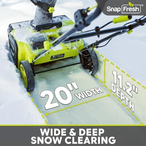SnapFresh 40V Electric Snow Blower Cordless - 2 x 5.0Ah Battery 20 Inch Brushless Snow Blower with Fast Charger, Built-in Dual LED Headlights, Electric Snowblower for Driveways & Sidewalks