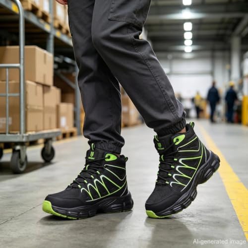 Hogent Steel Toe Shoes for Men Women - Non Slip & Lightweight Work Shoes