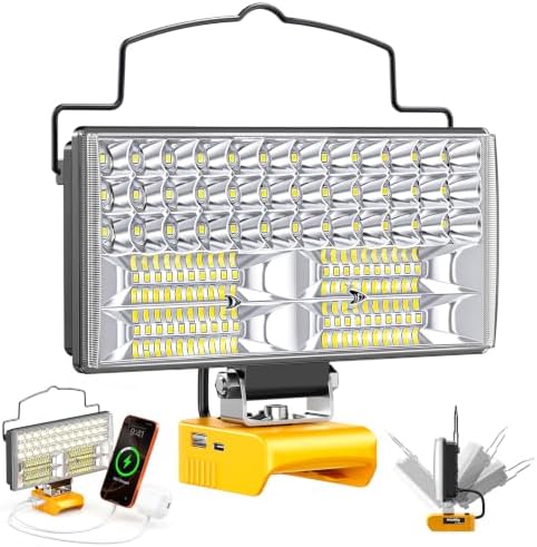 MtiolHig Cordless LED Work Light Compatible with Dewalt 20V Battery - Flood Construction Light Emergency Portable for Work Shop | Car Repair | Outdoor - 145W 14500Lumen with USB & Type-C(Tool Only)