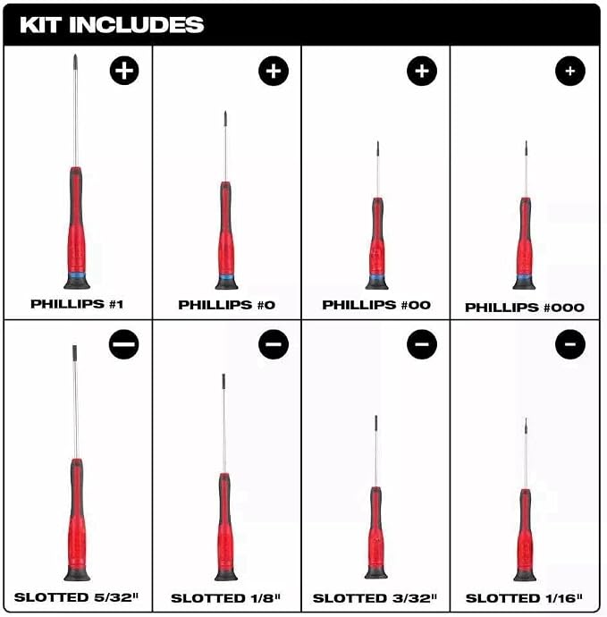 8PC 48-22-2614 for Milwaukee Precision Screwdriver Color Coded Caps for Easy Identification