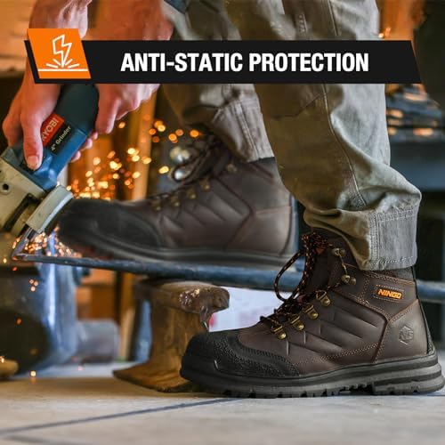 NINGO Steel Toe Work Boots for Men, Oil & Slip Resistant Construction Boots