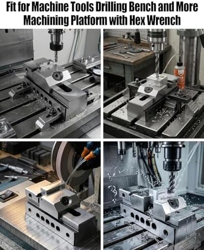 1″ Precision Grinding Vise for Machine Tools Drilling Bench and More Machining Platform with Hex Wrench, Alloy Steel Precision Grinding Screwless Mini Insert Vise Silver