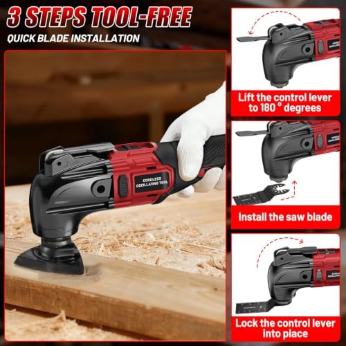Cordless Oscillating Tool Compatible with Milwaukee 18V Battery, 23-Piece Brushless Multi-Tool Kit with Auxiliary Handle, 6 Variable Speed Power Tools for Cutting & Sanding (Tool Only)