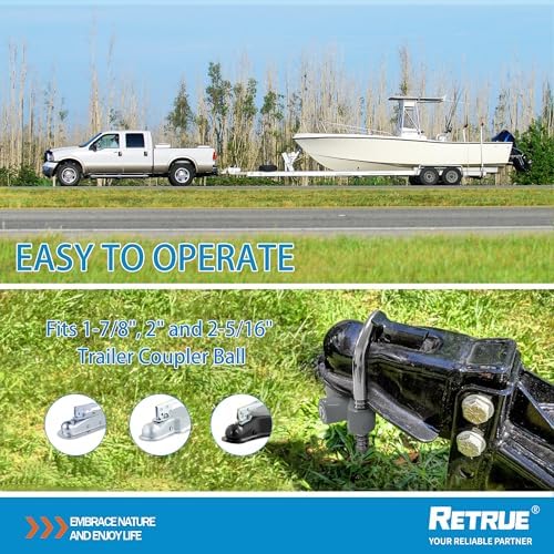 RETRUE Universal Trailer Coupler Lock, Adjustable Hitch Ball Lock, Grey