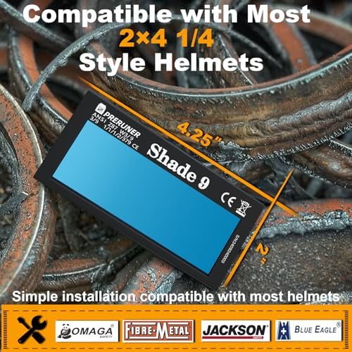 Core Series HD Shade 9 Auto Darkening Welding Lens 2"x4 1/4", Slim 0.2" True Color Welding Lens with Natural View for Pancake & Sugar Scoop Welding Hoods