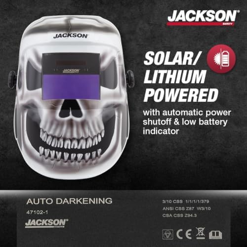 Jackson Safety Premium Graphic Welding Hood with ADF - Ultra Lightweight Auto Darkening Welding Helmet - ANSI Z87.1 (Multiple Styles)