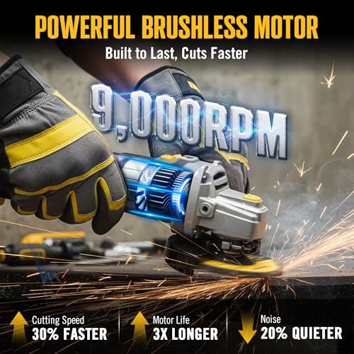 ReliaRoads 20V Brushless Cordless Angle Grinder 4-1/2 Inch, Compatible with DeWalt 20V MAX Battery, Metal Cutting Grinding Polishing Tool, Battery Not Included (Blackish Gray)