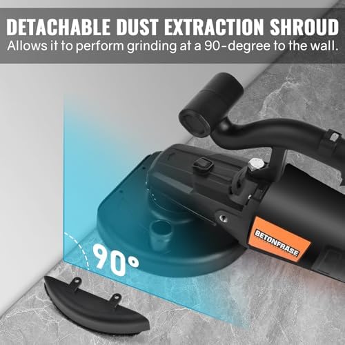 7 Inch Concrete Grinder with Handle, Auxiliary Wheels & Dust Shround