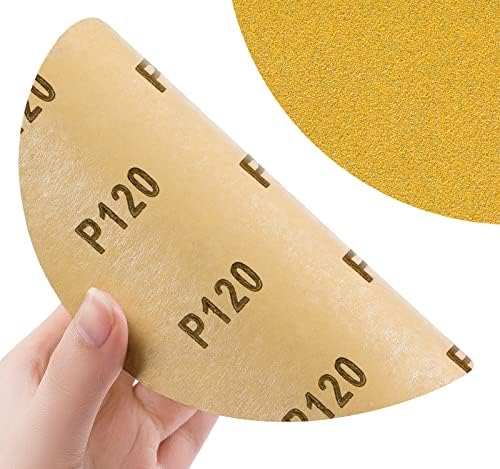 CowboyBOB 100 PCS 6 Inch 120 Grit PSA Sanding Disc Sticky Backed Sandpaper Sticky Sand Paper Aluminum Oxide Sandpaper Discs with Adhesive Back Applicable to Wood Processing Metal Polishing Molding
