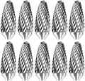 SF-5 Tungsten Carbide Burr Rotary File Tree Shape Radius End Shape Double Cut for Die Grinder Drill Bits 1/4'' Inch Shank Diameter and 1/2'' Diameter of Cutter 1'' Inch Cutter Length - 10Pcs