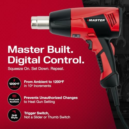 Master Appliance Proheat PH-1400A Professional Heat Gun - Programmable Backlit LCD Display, Quick Change Heating Element, 1560W, 13A, 120V, Engineered in the USA