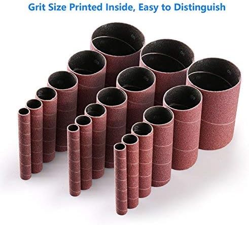 LotFancy 24PCS Spindle Sanding Sleeves, 80 Grit, Aluminum Oxide Abrasive, 4-1/2” Length (4 Each of 1/2”,3/4”,1”,1-1/2”, 2” and 3”