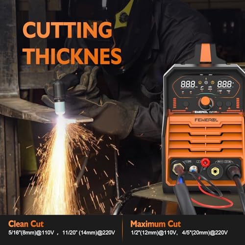 FEMEROL 2 in 1 Plasma Cutter & Stick Welder, Non-High Frequency 60A Plasma Cutting Machine 200A MMA Welder, Large Digital Display Non-Touch Pilot Arc, 110V/220V Dual Voltage Welder Combo
