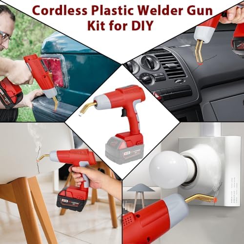 Choerinton Plastic Welder Compatible with Milwaukee 18V Lithium Battery, with 600PCS Staples, Pure Copper Transformer, Rapid Heating, Plastic Welding Kit for Car Bumper, Dashboard & Repair(No Battery)