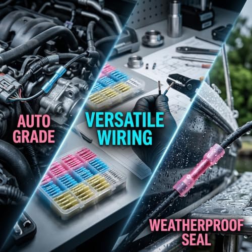 smseace 350PCS Heat Shrink Butt Connectors 26-14/22-16/16-14/12-10AWG Waterproof Electrical Wire Butt Crimp Connectors for Automotive Boat Stereo Industrial Equipment
