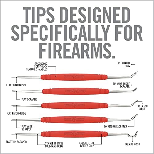 Real Avid Stainless Steel Gun Cleaning Picks for Firearm Cleaning and Maintenance - Set of 5 | 10 Different Tip Shapes for Gun Cleaning | Ergonomic Handle For Superior Control and Easy Carbon Cleaning