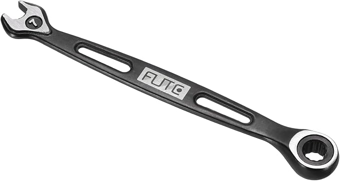 HARFINGTON Ratcheting Combination Wrench 7mm Stubby Wrench Metric High Carbon Steel Double 12-Point Box Open-Ended Ratchet Spanner Tool for Household Garage Workshop Auto Repairs, Black